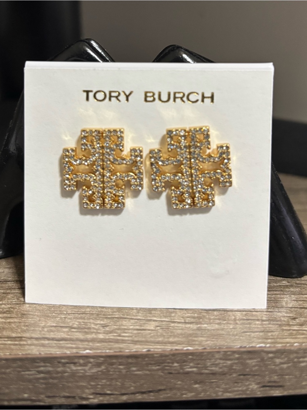 NWOT - Tory Burch Britten Pave Gold Studs
